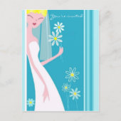 VROLIJKE BRUID UITNODIGING BRIEFKAART (Voorkant)