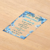 Vrolijke bruiloft uitnodiging met blauwe bloemen (Laagn)