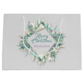 Vrolijke buik Kerst Feestdagen Krans Ivoor Blauwgr Groot Cadeauzakje (Voorkant)