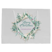 Vrolijke buik Kerst Feestdagen Krans Ivoor Blauwgr Groot Cadeauzakje (Achterkant)