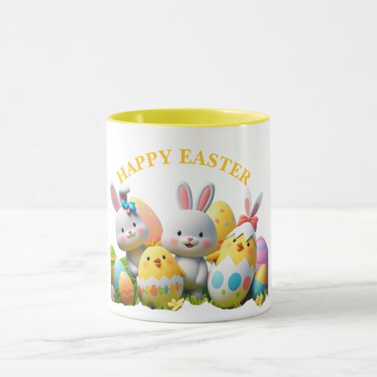 Vrolijke Bunny & Chick Easter Egg Vrienden Mok (Midden)