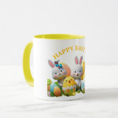 Vrolijke Bunny & Chick Easter Egg Vrienden Mok (Voorkant links)