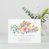 Vrolijke Bunny Floral Paasbrunch Kaart (Staand voorkant)