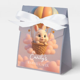 Vrolijke Bunny Hot Air Ballon met Roze Wolken Bedankdoosjes