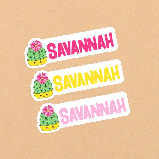 Vrolijke Cactus Lover's Cutout Naam Savannah Sticker