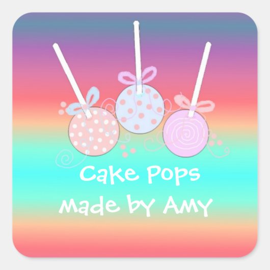 Vrolijke Cake Pops Vierkante Sticker (Voorkant)