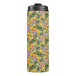 Vrolijke caleidoscoop bloemen thermosbeker