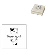Vrolijke Calico Cat Peeking Dank u Rubberstempel (Gestempeld)