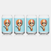 Vrolijke Calico Cat Sky Adventure Illustratie Blikvorm Glas (Voorkant)