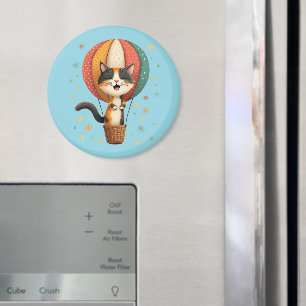 Vrolijke Calico Cat Sky Adventure Illustratie Magneet