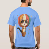 Vrolijke Calico Cat Sky Adventure Illustratie T-shirt (Achterkant)