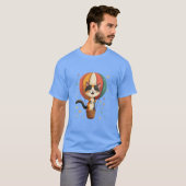 Vrolijke Calico Cat Sky Adventure Illustratie T-shirt (Voorkant volledig)