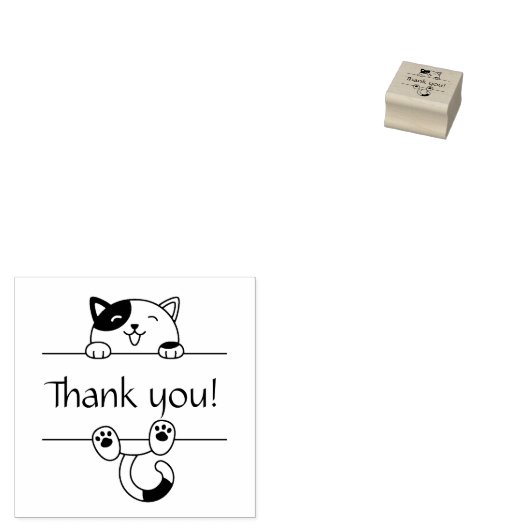 Vrolijke Calico Kat Peeking Dank je 1x1 Rubberstempel (Gestempeld)