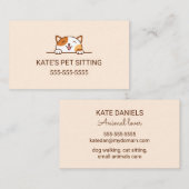 Vrolijke Calico Kat Peeking Pet Sitting Service Visitekaartje (Voorkant / Achterkant)