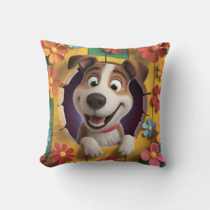 Vrolijke canine metgezel te midden van levendige b kussen