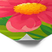 Vrolijke Cartoon Bee Omgeven Door Heldere Bloemen Poster (Hoek)