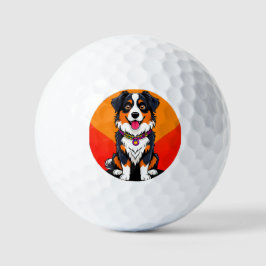 Vrolijke Cartoon Dog Illustratie Golfballen