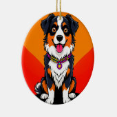 Vrolijke Cartoon Dog Illustratie Keramisch Ornament (Rechts)