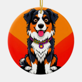 Vrolijke Cartoon Dog Illustratie Keramisch Ornament