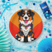 Vrolijke Cartoon Dog Illustratie Papieren Bordje (Feest)