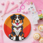 Vrolijke Cartoon Dog Illustratie Papieren Bordje (Feest)
