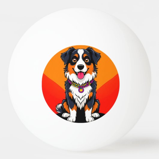 Vrolijke Cartoon Dog Illustratie Pingpongbal (Voorkant)