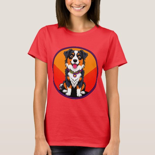 Vrolijke Cartoon Dog Illustratie T-shirt (Voorkant)