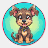 Vrolijke Cartoon Dog Ronde Sticker (Voorkant)