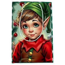 Vrolijke Cartoon Elf | Kerstmis Medium Cadeauzakje
