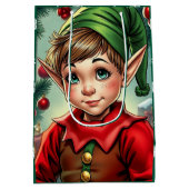 Vrolijke Cartoon Elf | Kerstmis Medium Cadeauzakje (Achterkant)