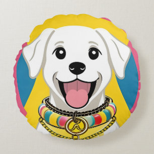 Vrolijke Cartoon Hond Helder Huisdier Liefhebber H Rond Kussen