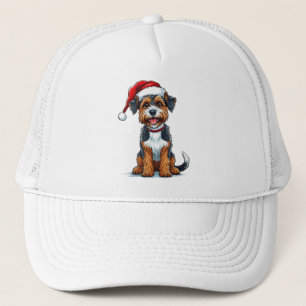 Vrolijke Cartoon Hond met een Kerstman Hoed Trucker Pet