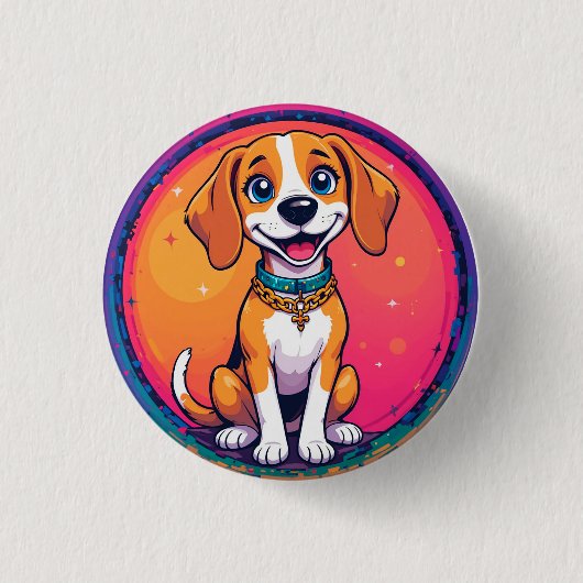 Vrolijke Cartoon Hond Ronde Button 3,2 Cm (Voorkant)