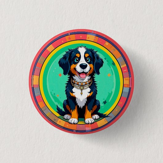 Vrolijke Cartoon Hond Ronde Button 3,2 Cm (Voorkant)