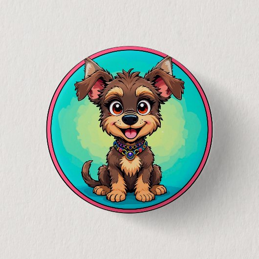 Vrolijke Cartoon Hond Ronde Button 3,2 Cm (Voorkant)