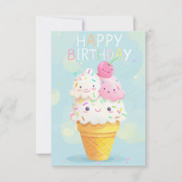 Vrolijke Cartoon Ice Cream Verjaardag Kaart