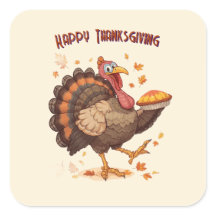 Vrolijke Cartoon Kalkoen Thanksgiving Sticker