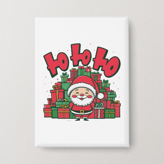 Vrolijke Cartoon Kerstman Kerstmis Button (Voorkant)