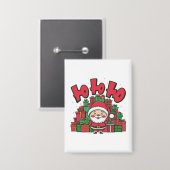 Vrolijke Cartoon Kerstman Kerstmis Button (Voorkant / Achterkant)