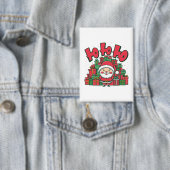 Vrolijke Cartoon Kerstman Kerstmis Button (Insitu)