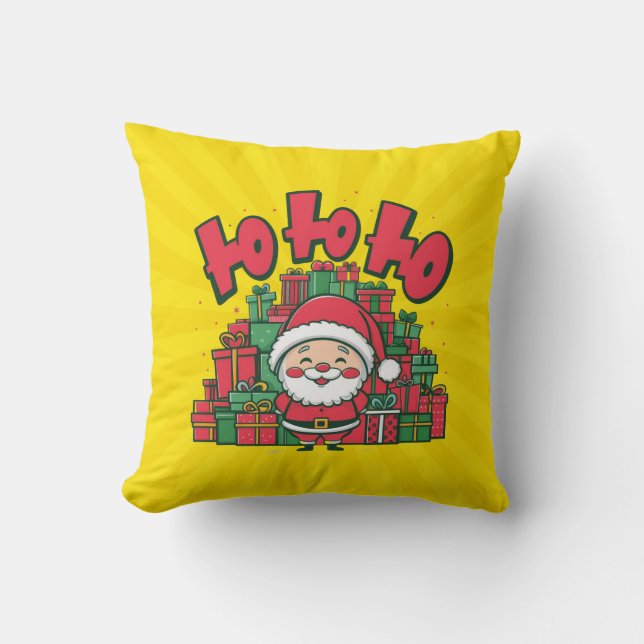 Vrolijke Cartoon Kerstman Kerstmis Kussen (Voorkant)