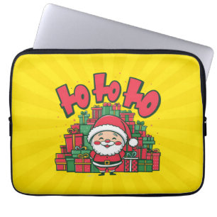 Vrolijke Cartoon Kerstman Kerstmis Laptop Sleeve