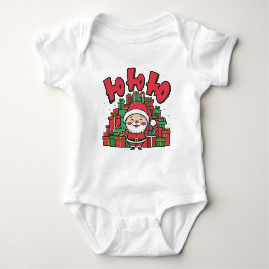 Vrolijke Cartoon Kerstman Kerstmis Romper (Voorkant)