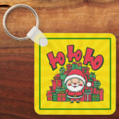 Vrolijke Cartoon Kerstman Kerstmis Sleutelhanger (Voorkant)