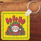 Vrolijke Cartoon Kerstman Kerstmis Sleutelhanger (Achterkant)