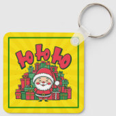 Vrolijke Cartoon Kerstman Kerstmis Sleutelhanger (Achterkant)
