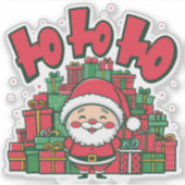 Vrolijke Cartoon Kerstman Kerstmis Sticker (Voorkant)