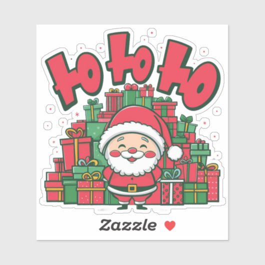 Vrolijke Cartoon Kerstman Kerstmis Sticker (Vel)