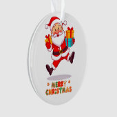 Vrolijke Cartoon Kerstman Ornament (voorkant)