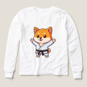 Vrolijke Cartoon Puppy in Karate Gi